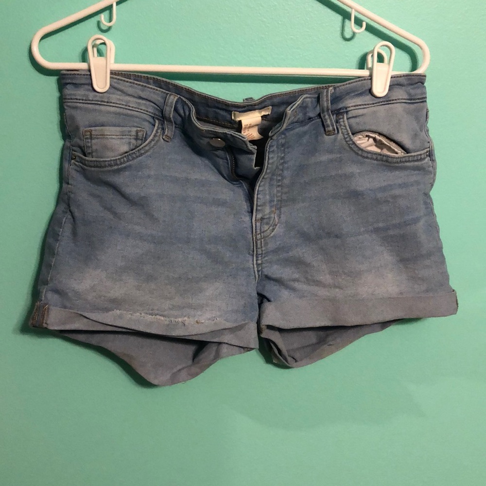 Light wash jean shorts